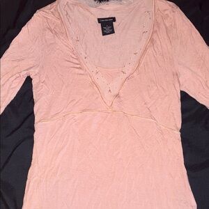 Calvin Klein Women's Light Pink Long Sleeve Top